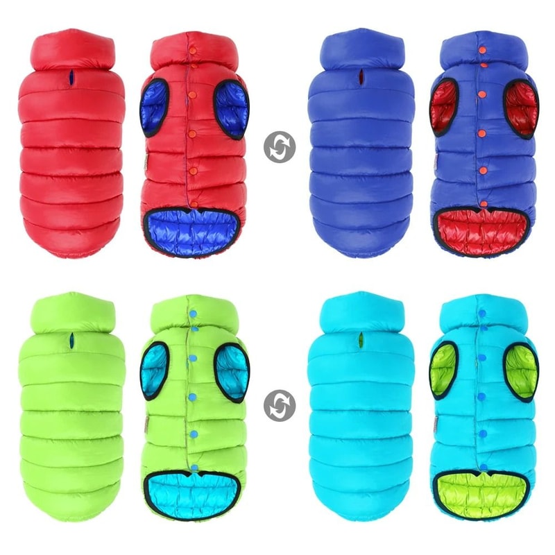 Warm Winter Reversible Dog Jacket Waterproof Padded Pet Vest 0