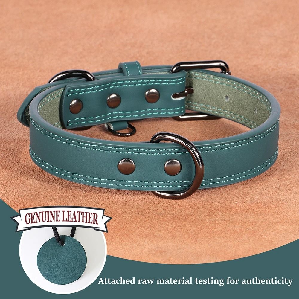 Soft Genuine Leather Dog Collar Durable Pet Collar For All Dog Sizes 0