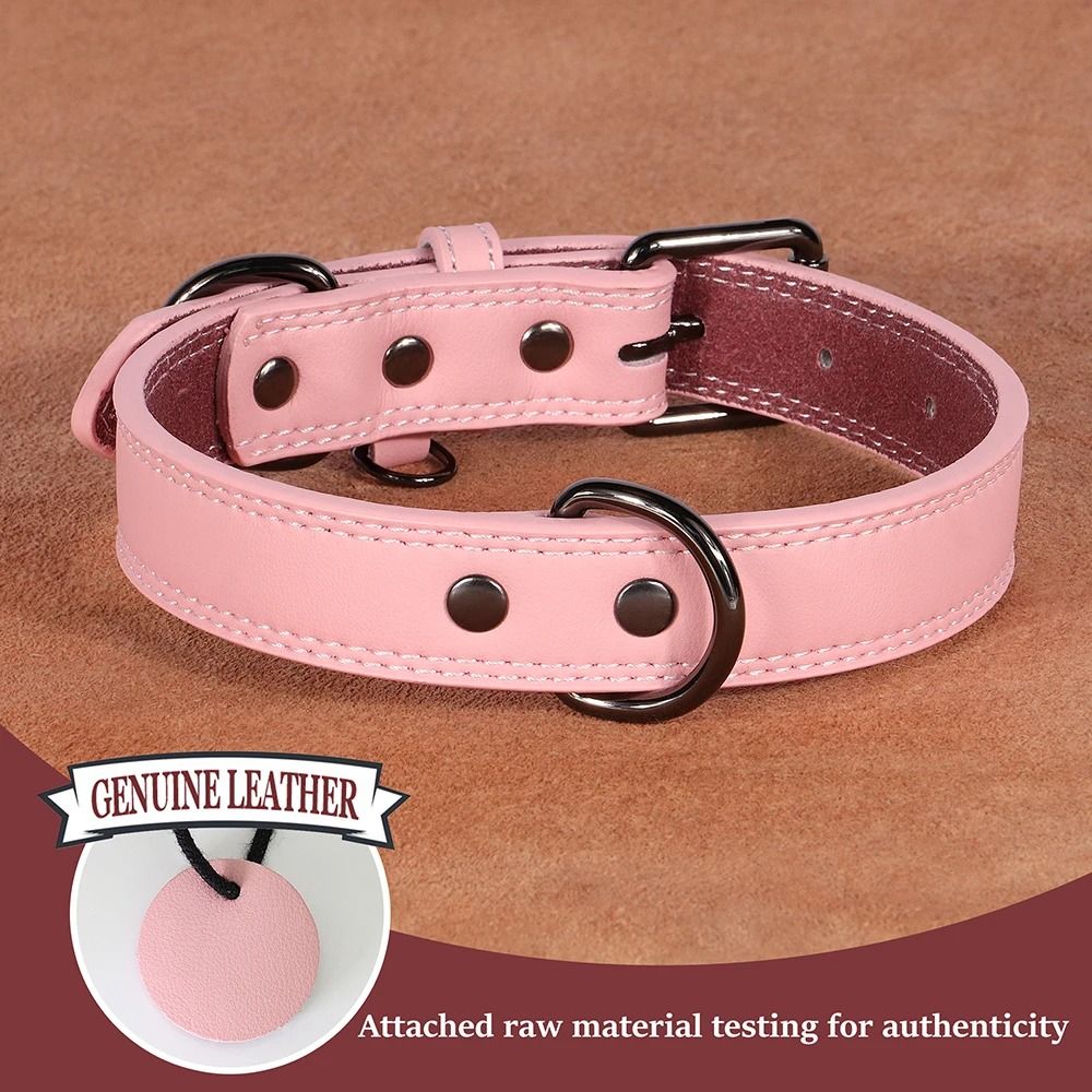 Soft Genuine Leather Dog Collar Durable Pet Collar For All Dog Sizes 1