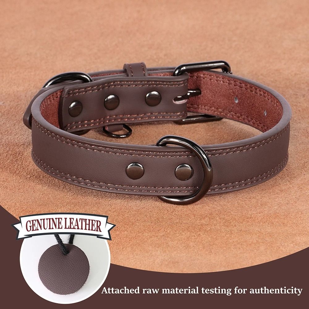 Soft Genuine Leather Dog Collar Durable Pet Collar For All Dog Sizes 2