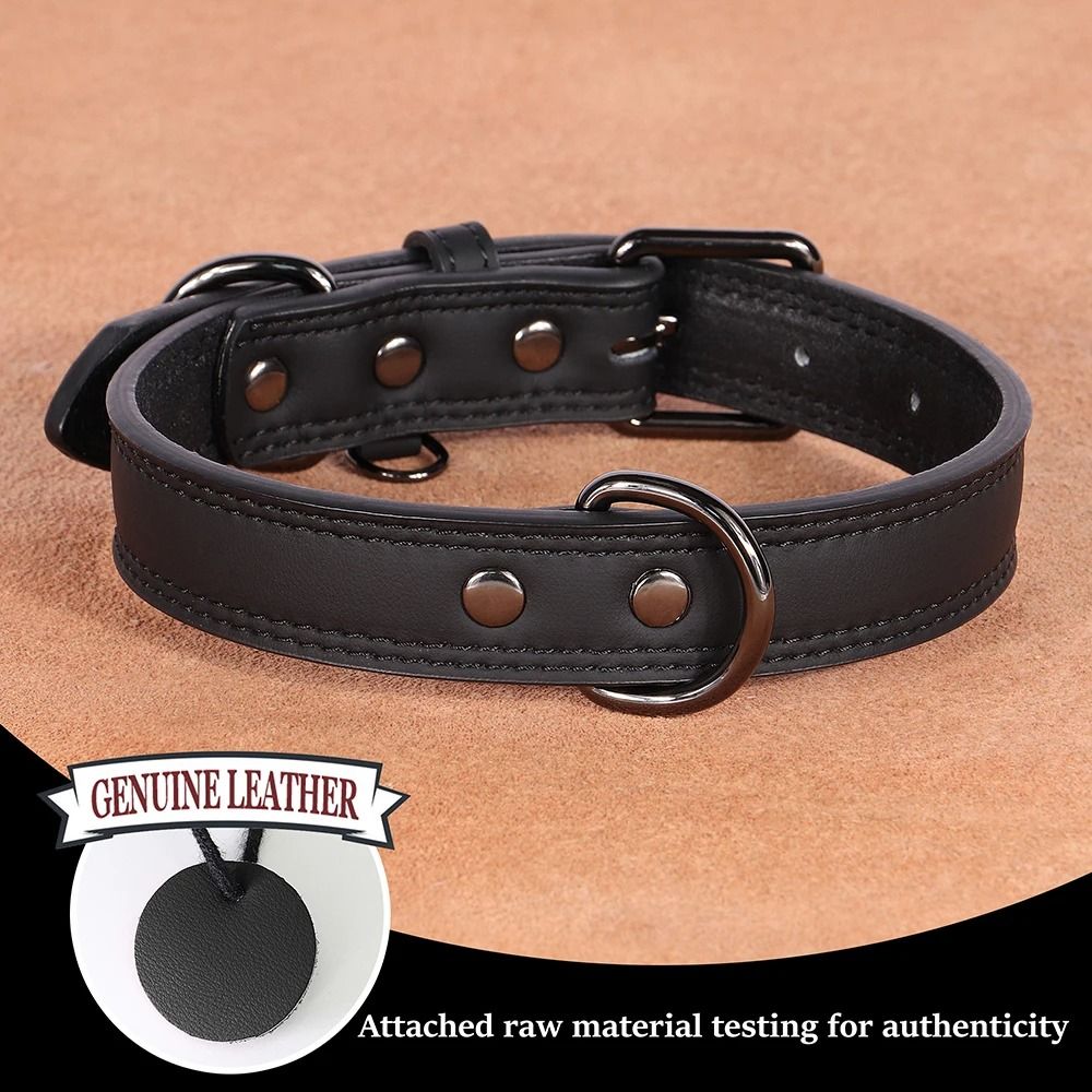 Soft Genuine Leather Dog Collar Durable Pet Collar For All Dog Sizes 3