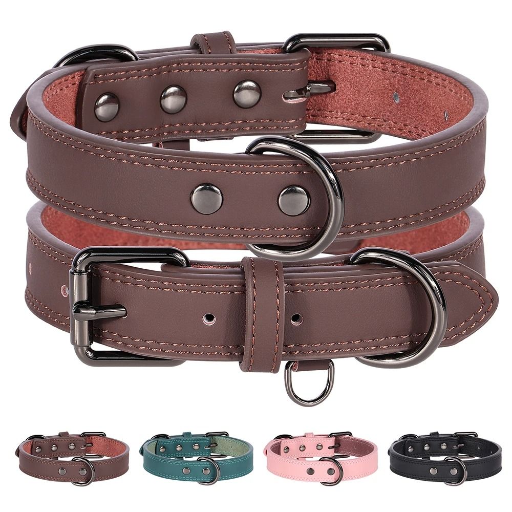 Soft Genuine Leather Dog Collar Durable Pet Collar For All Dog Sizes 10