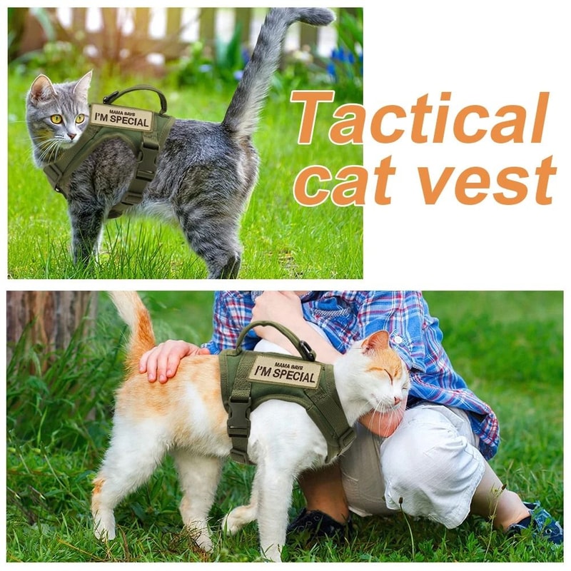Nylon Tactical Cat Harness Vest With Handle And Stickers 5