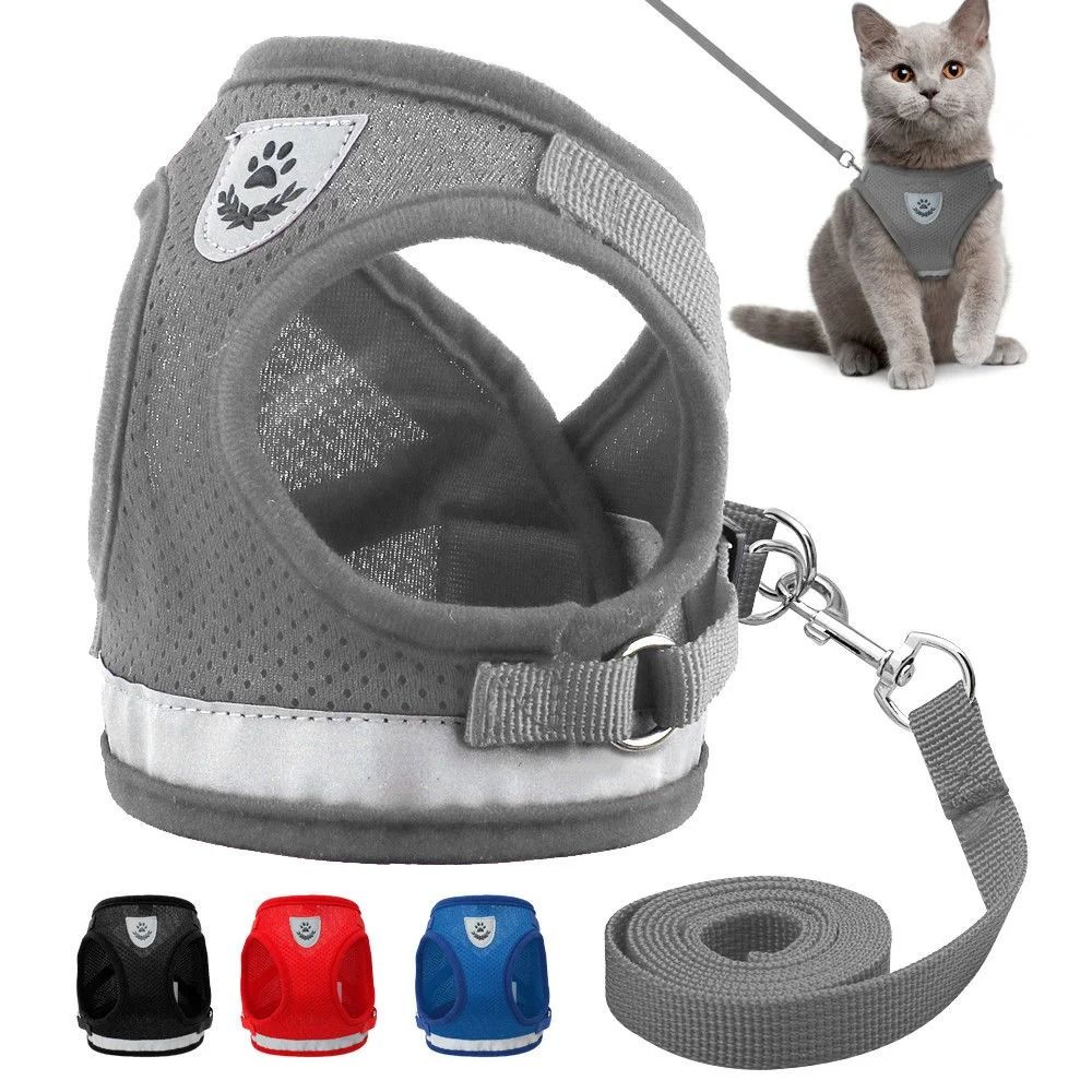 Reflective Mesh Cat And Small Dog Harness Leash Set 8