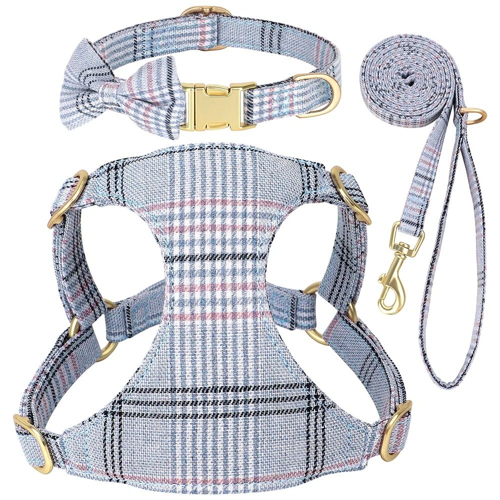 Adjustable Nylon Dog Harness Collar And Leash Set With Bow For Small And Medium Dogs 1