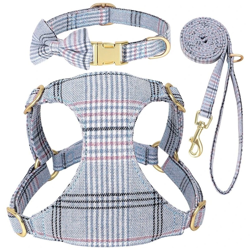Adjustable Nylon Dog Harness Collar And Leash Set With Bow For Small And Medium Dogs 1