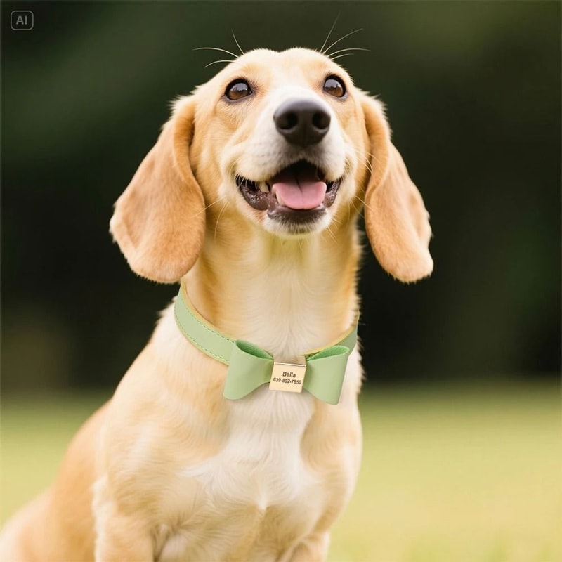Personalized PU Leather Dog Collar With Engraved Name And Cute Bow For Small Medium And Large Dogs 12