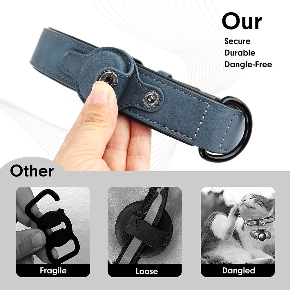 Adjustable PU Leather Dog Collar With Anti Lost Tag For Small And Medium Dogs 8