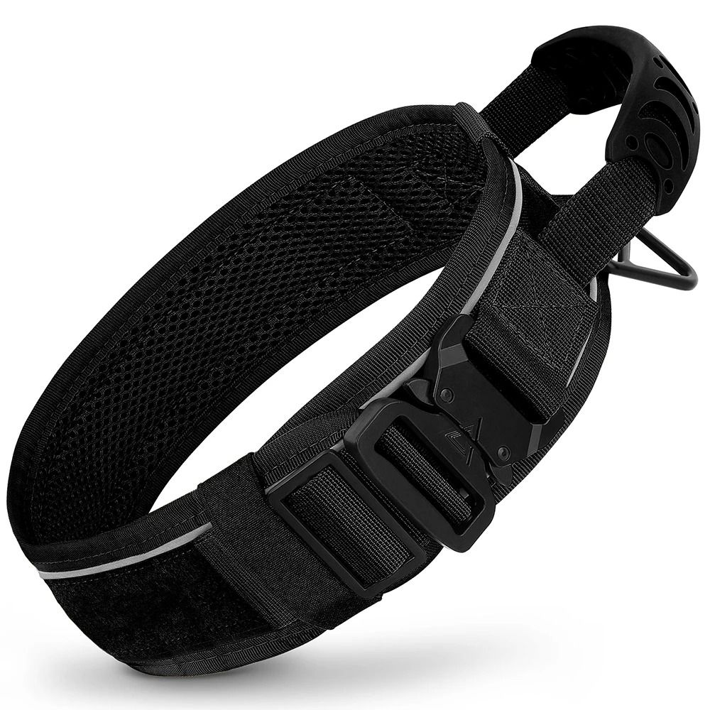 Durable Nylon Tactical Dog Collar With Handle And Reflective Design For Medium And Large Dogs 1