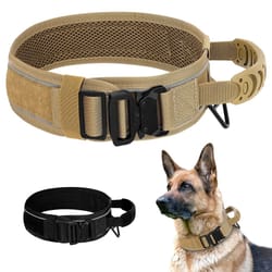 durable nylon tactical dog collar with handle and reflective design for medium and large dogs