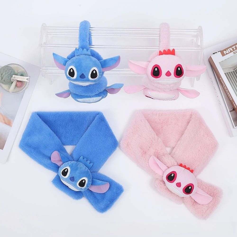 Stitch Inspired Soft Winter Scarf Ear Warmer Cute Cartoon Neck Wrap 0