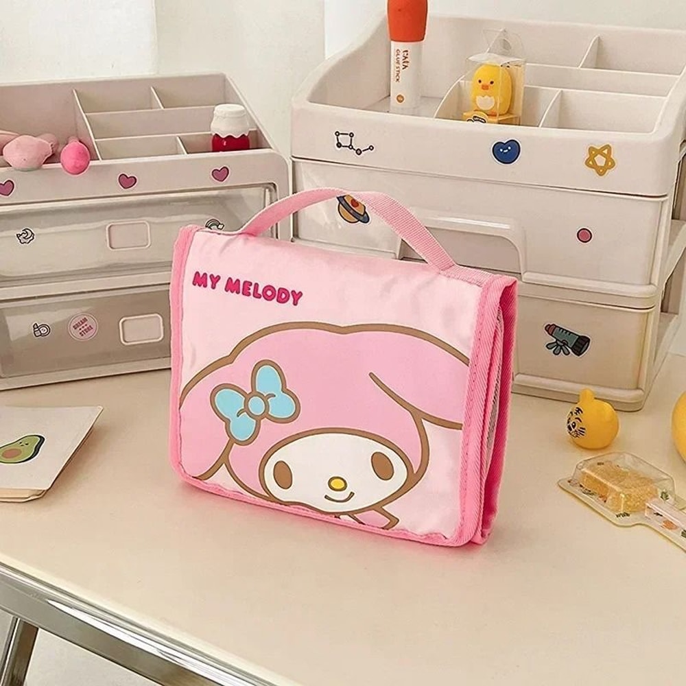 Large Capacity Kawaii Cartoon Makeup Bag Folding Travel Cosmetic Organizer 1
