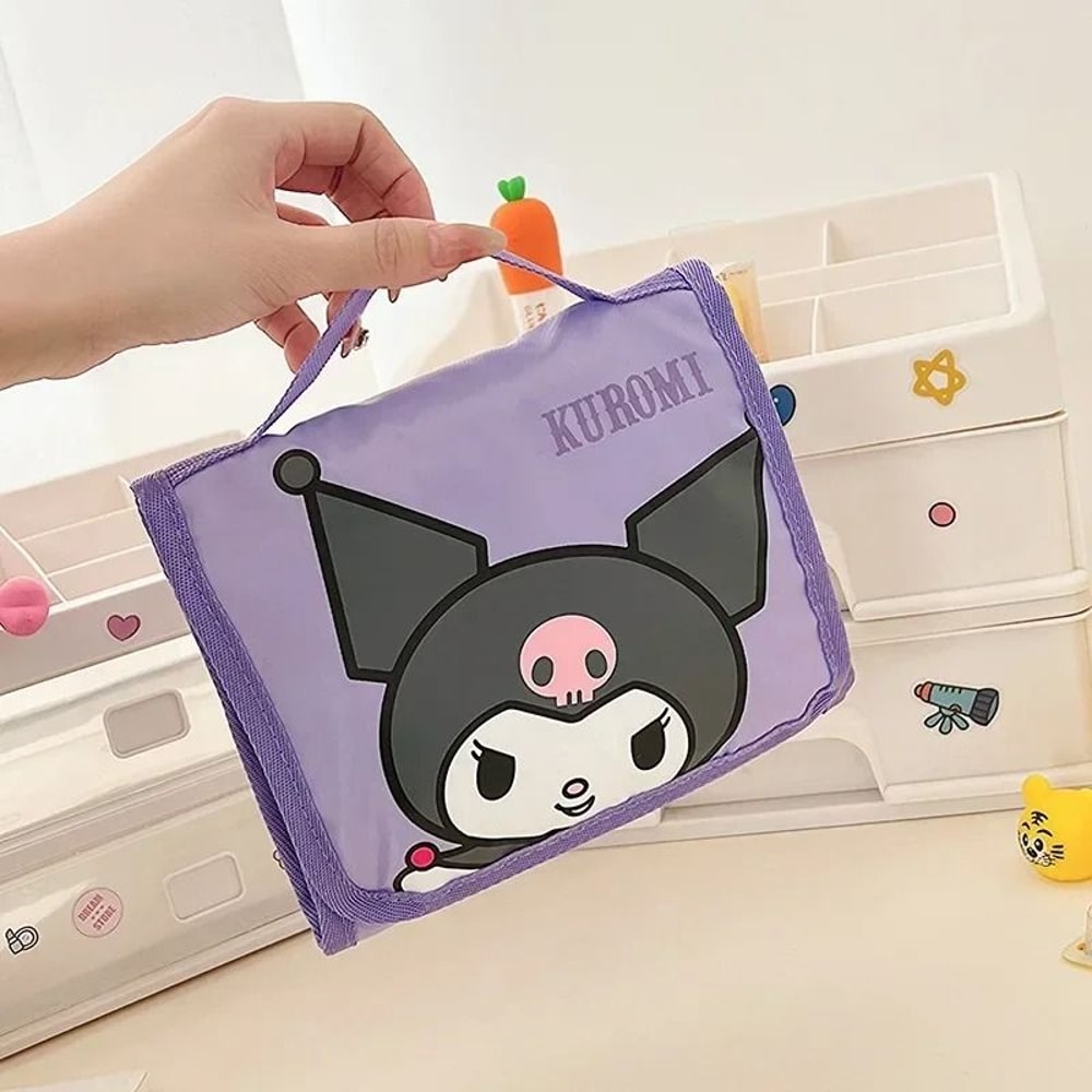 Large Capacity Kawaii Cartoon Makeup Bag Folding Travel Cosmetic Organizer 3