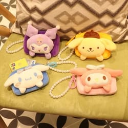 cute plush cartoon keychain coin purse wallet with zipper for girls