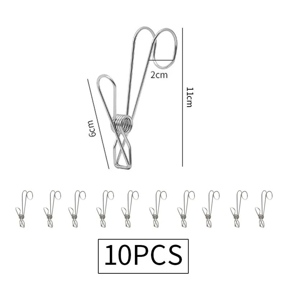 Stainless Steel Hanging Clips With Hooks Heavy Duty Metal Clothespins Set Of 10 2