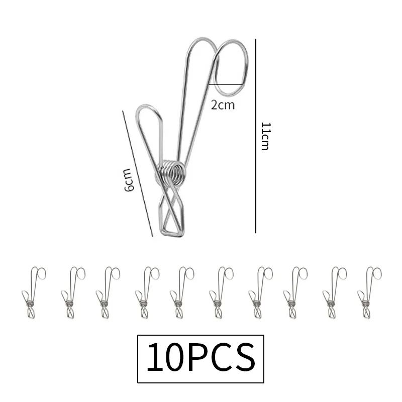 Stainless Steel Hanging Clips With Hooks Heavy Duty Metal Clothespins Set Of 10 2
