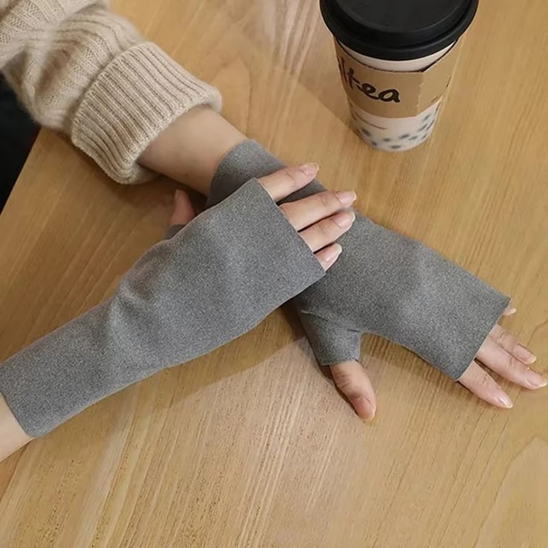 Warm Velvet Half Finger Gloves Open Finger Winter Gloves For Women 3