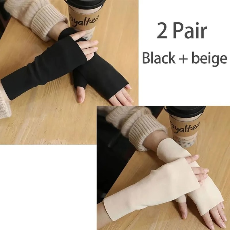 Warm Velvet Half Finger Gloves Open Finger Winter Gloves For Women 6