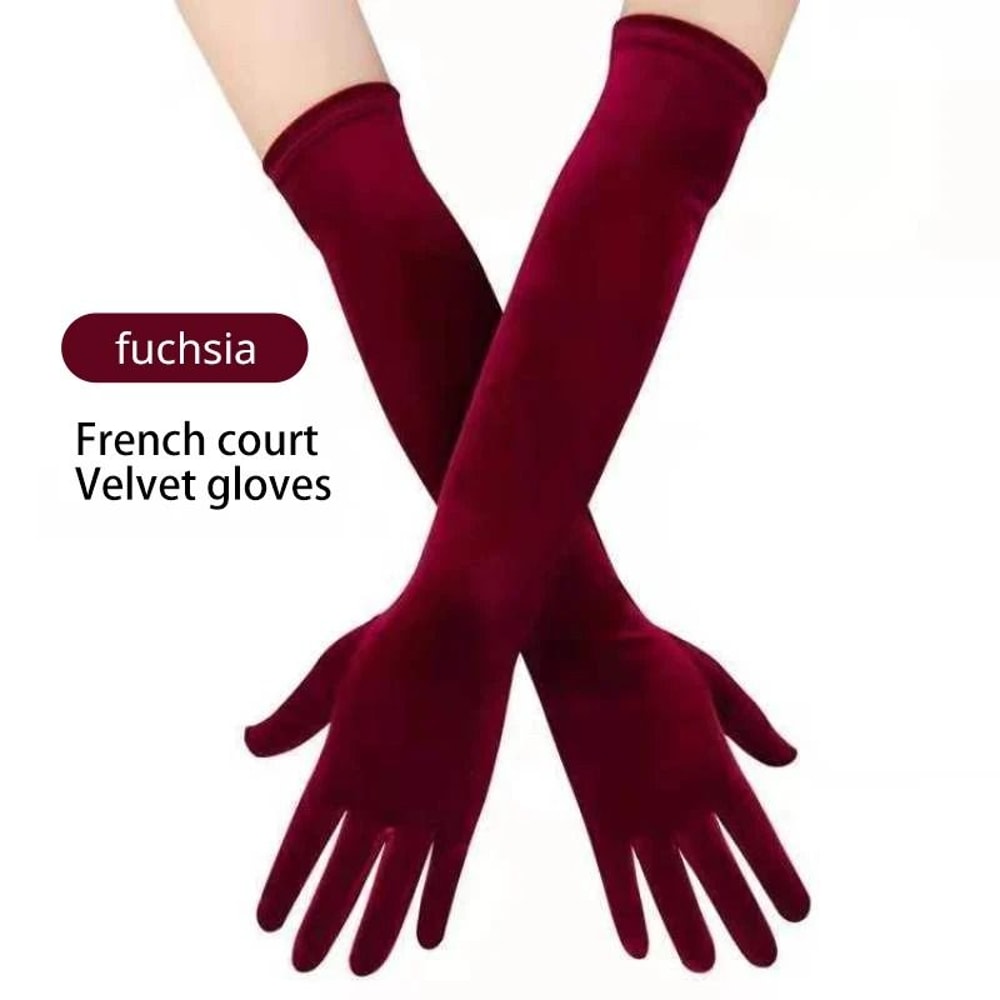 Long Velvet Opera Gloves Elegant Evening Dress Gloves For Women 1
