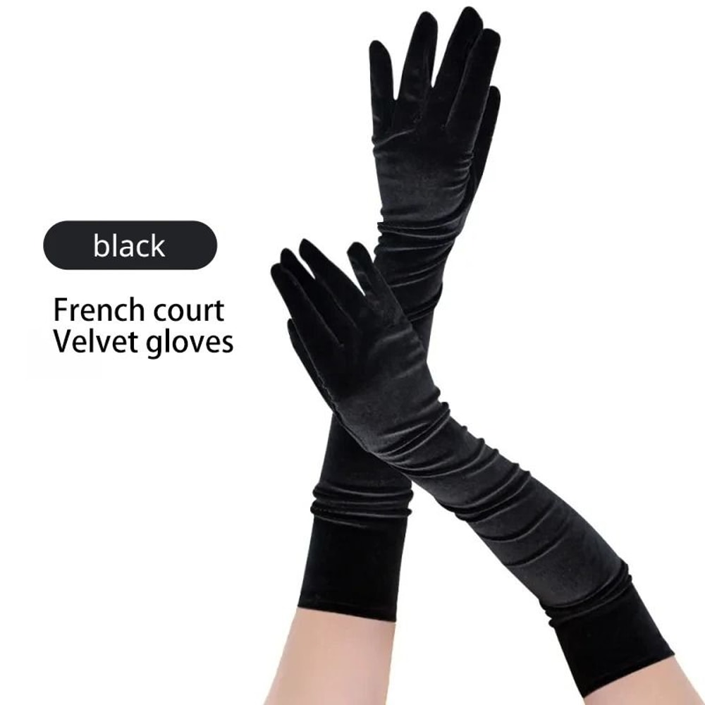 Long Velvet Opera Gloves Elegant Evening Dress Gloves For Women 2