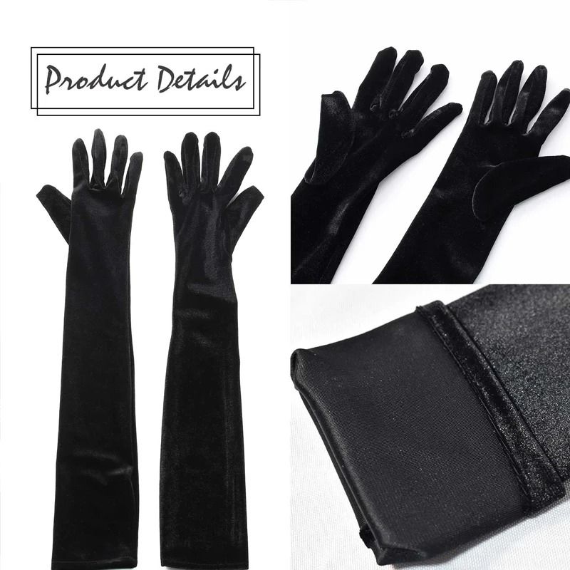 Long Velvet Opera Gloves Elegant Evening Dress Gloves For Women 6