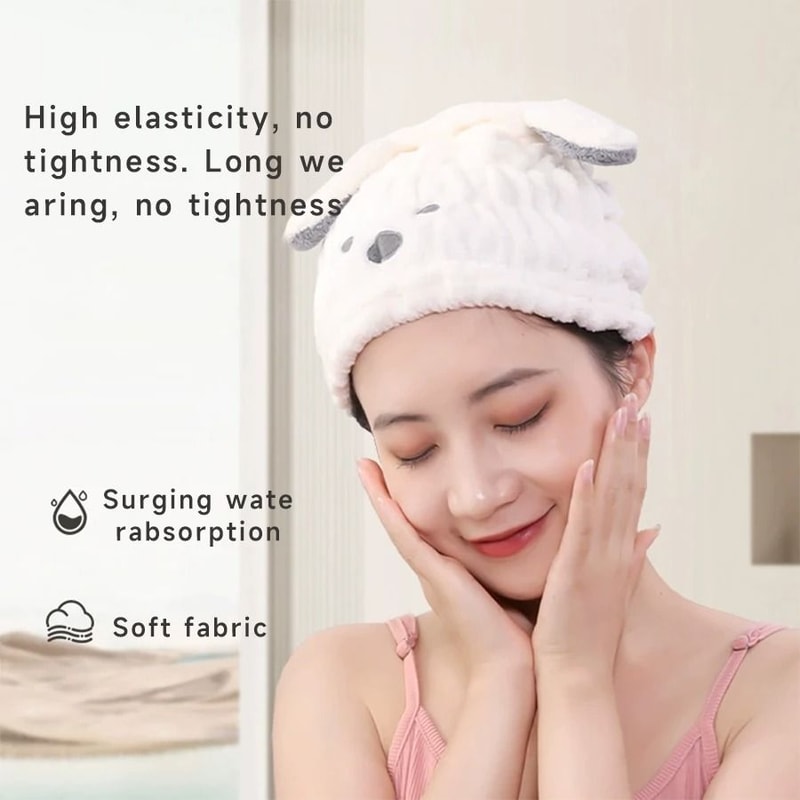 Cute Animal Quick Dry Hair Towel Hat Soft Plush Hair Wrap For Children 10