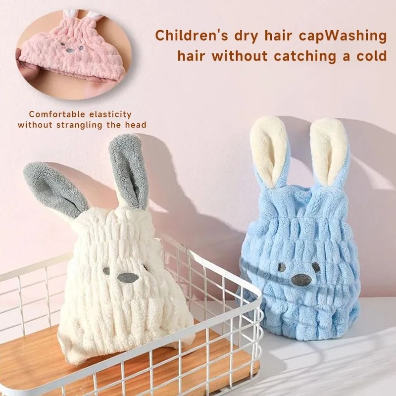Cute Animal Quick Dry Hair Towel Hat Soft Plush Hair Wrap For Children 11