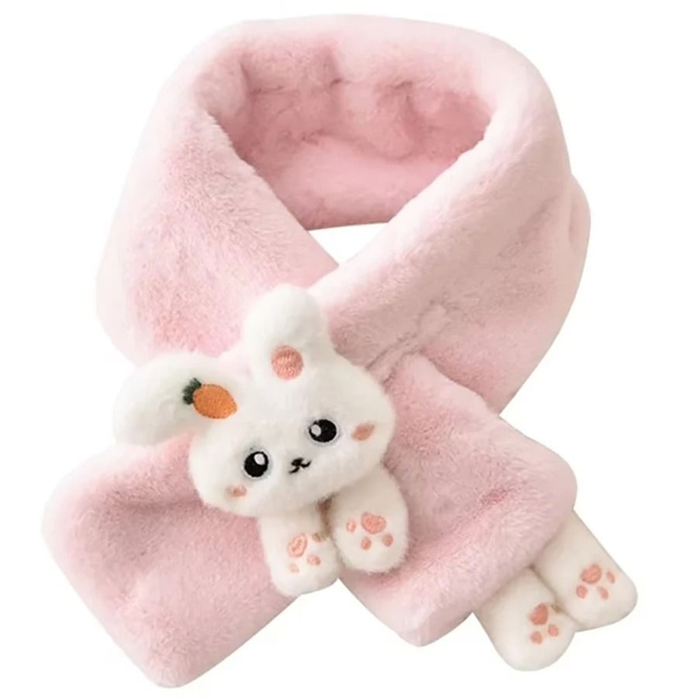 Cute Plush Rabbit Winter Scarf Warm Cross Neck Wrap For Girls And Babies 1