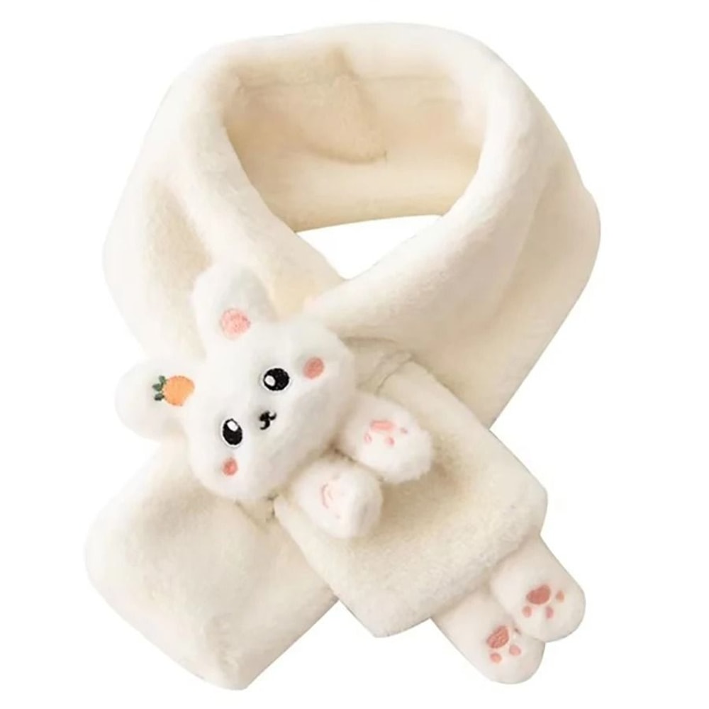 Cute Plush Rabbit Winter Scarf Warm Cross Neck Wrap For Girls And Babies 2