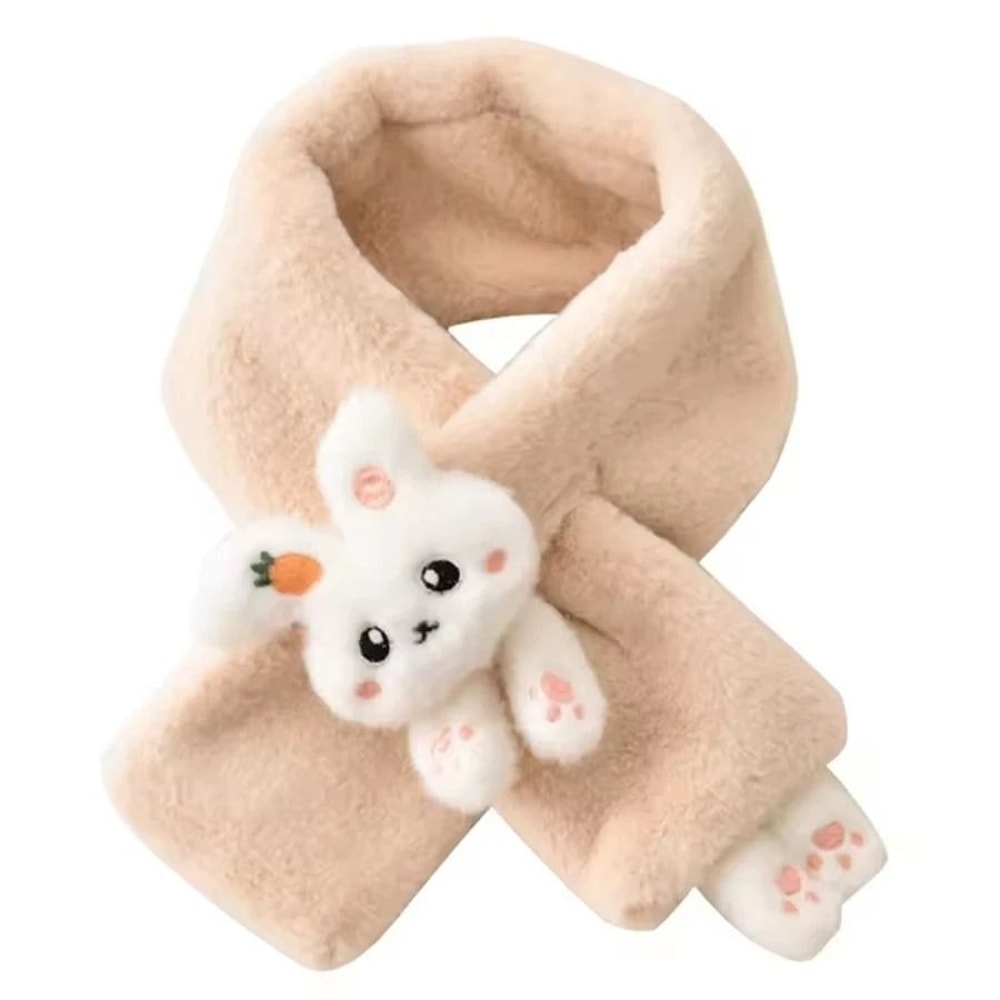 Cute Plush Rabbit Winter Scarf Warm Cross Neck Wrap For Girls And Babies 4
