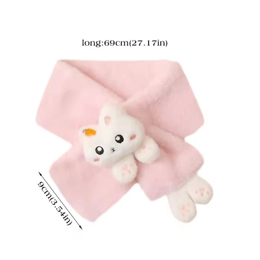 Cute Plush Rabbit Winter Scarf Warm Cross Neck Wrap For Girls And Babies 7