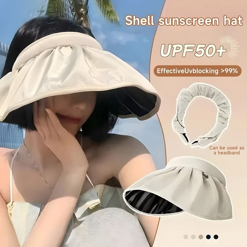 Foldable Wide Brim Summer Sun Hat Portable Hair Hoop Beach Hat For Women 11