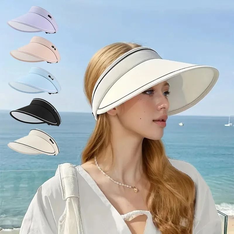 Wide Brim Open Top Sun Visor Hat UV Protection Summer Beach Hat For Women 10