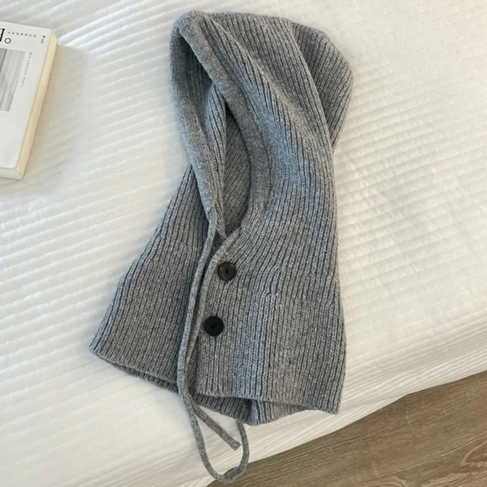 Knitted Hooded Balaclava Beanie With Neck Cover Warm Winter Hat For Women 0