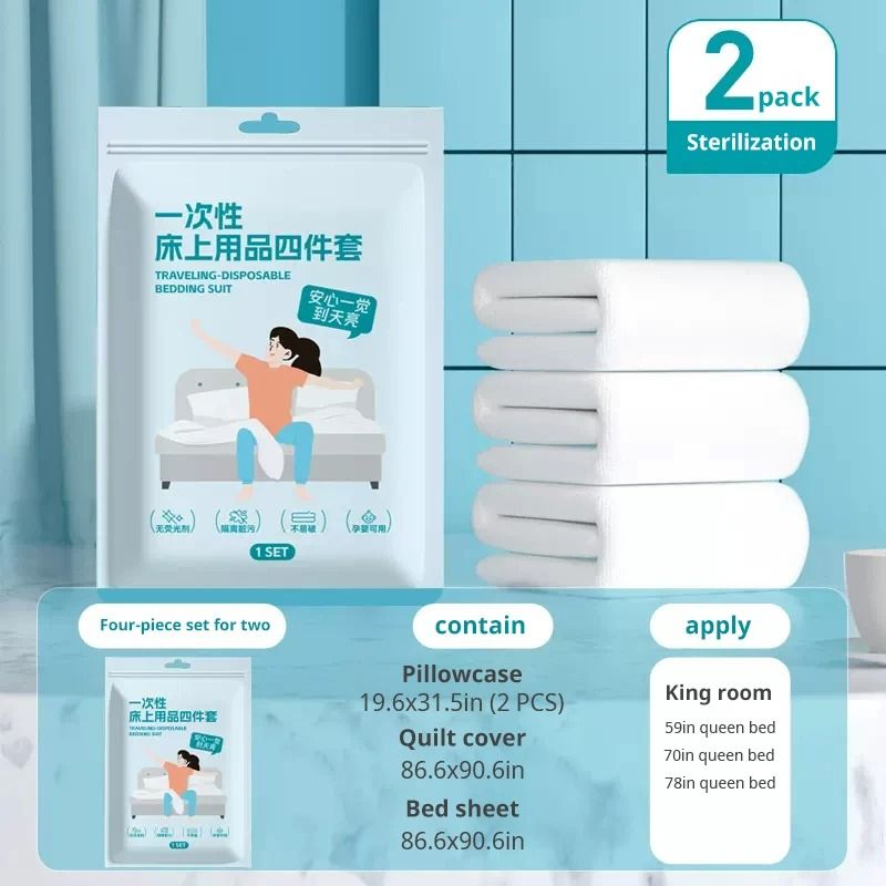 Disposable Travel Bedding Set Thickened Bed Sheet Duvet Cover And Pillowcases 2