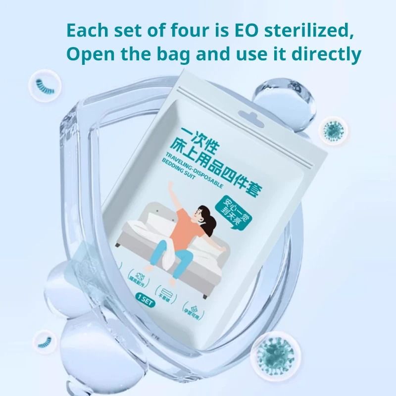 Disposable Travel Bedding Set Thickened Bed Sheet Duvet Cover And Pillowcases 3