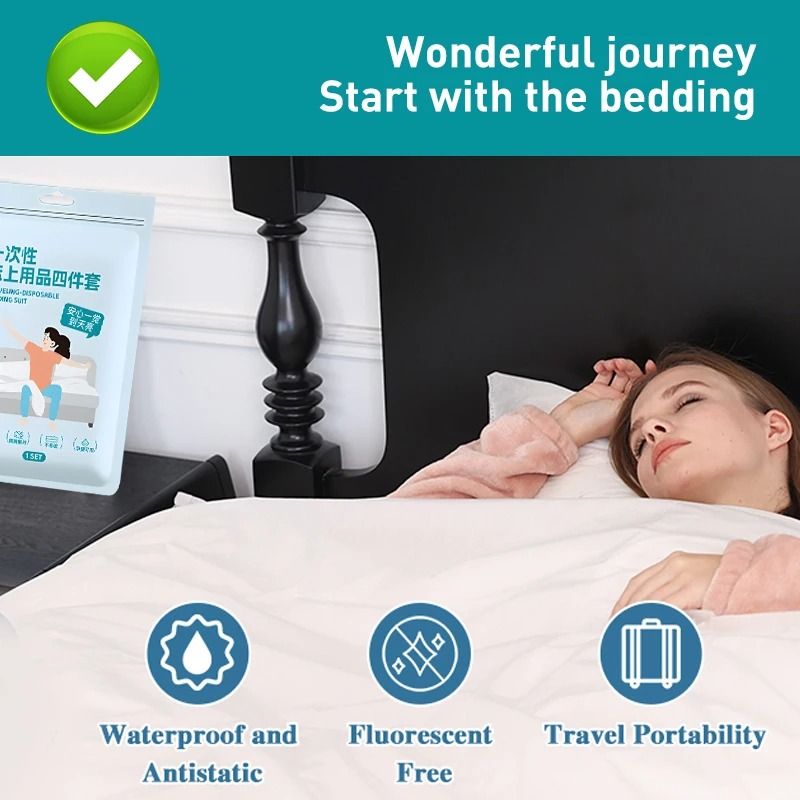 Disposable Travel Bedding Set Thickened Bed Sheet Duvet Cover And Pillowcases 6