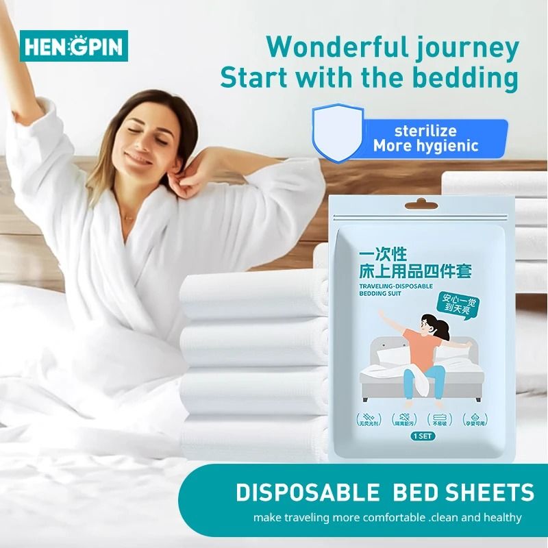 Disposable Travel Bedding Set Thickened Bed Sheet Duvet Cover And Pillowcases 0