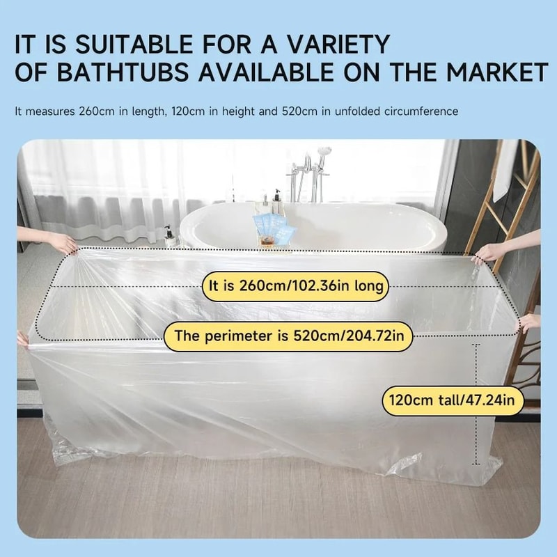 Disposable Bathtub Cover Liner Large Plastic Bath Protector 7