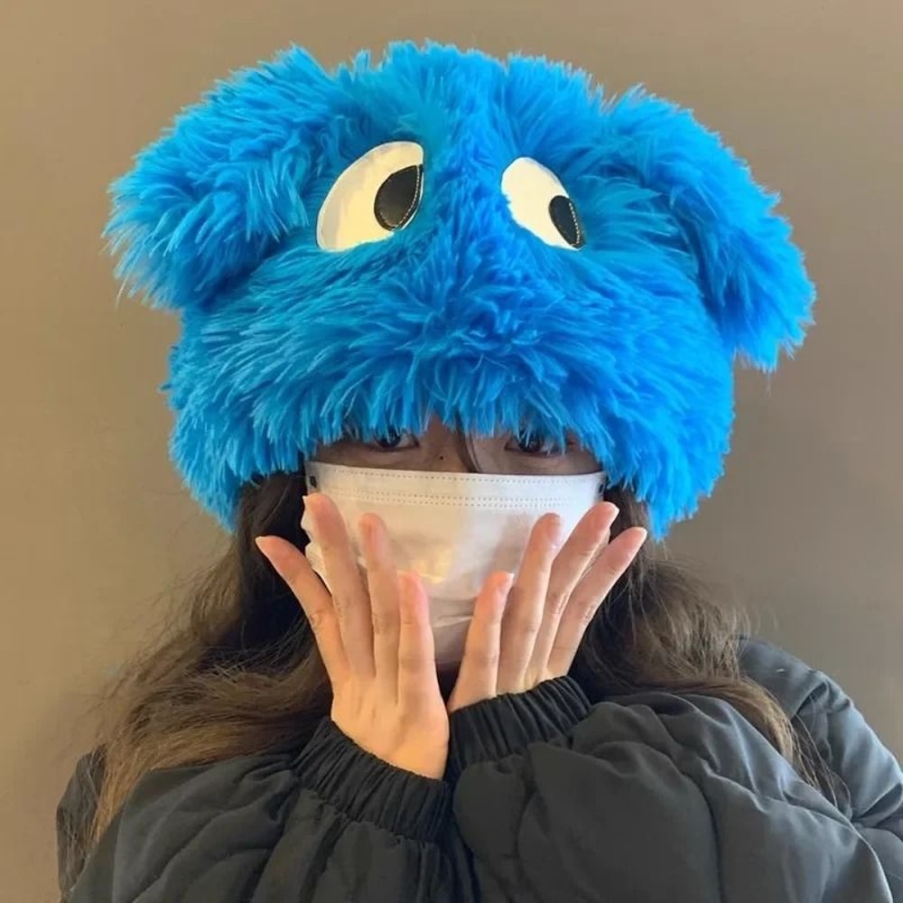 Cute Cartoon Puppy Plush Winter Knit Hat For Women 7