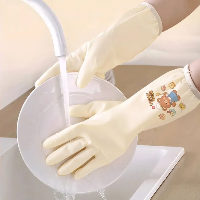 Waterproof Anti Slip Latex Kitchen Cleaning Gloves Set Of 3 Pairs 8