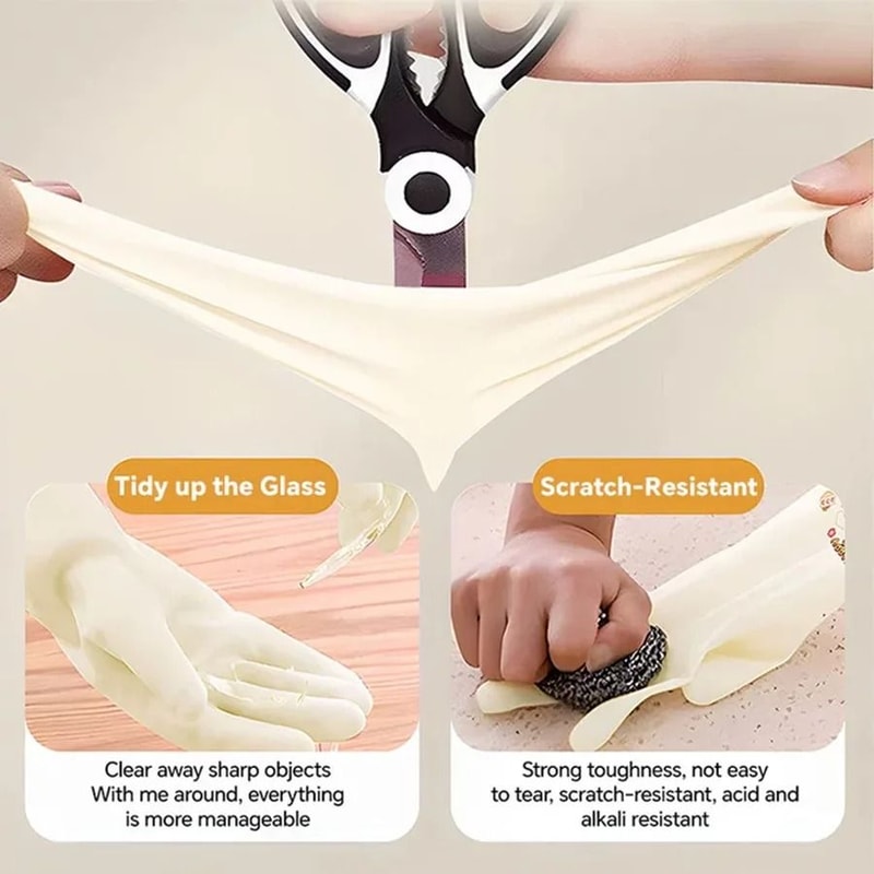 Waterproof Anti Slip Latex Kitchen Cleaning Gloves Set Of 3 Pairs 6