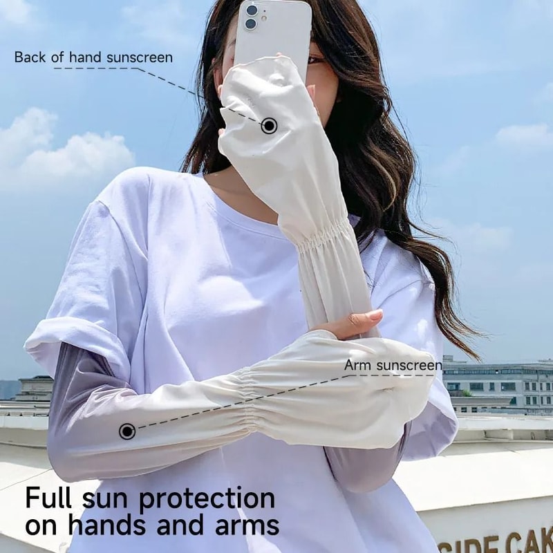 Cooling UV Protection Fingerless Arm Sleeves With Adjustable Gloves For Outdoor Use 9
