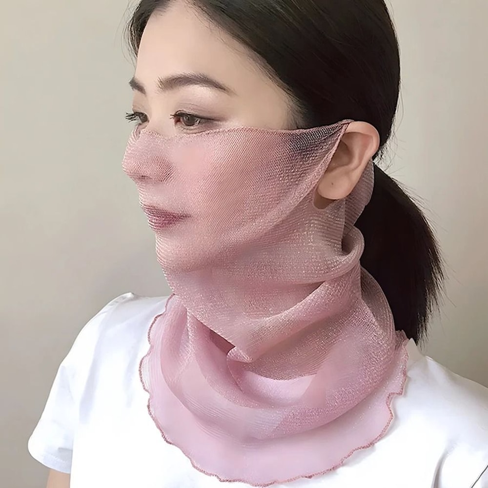 Elegant Chiffon Silk Summer Neck Scarf Sun Protection Neck Cover For Women 0