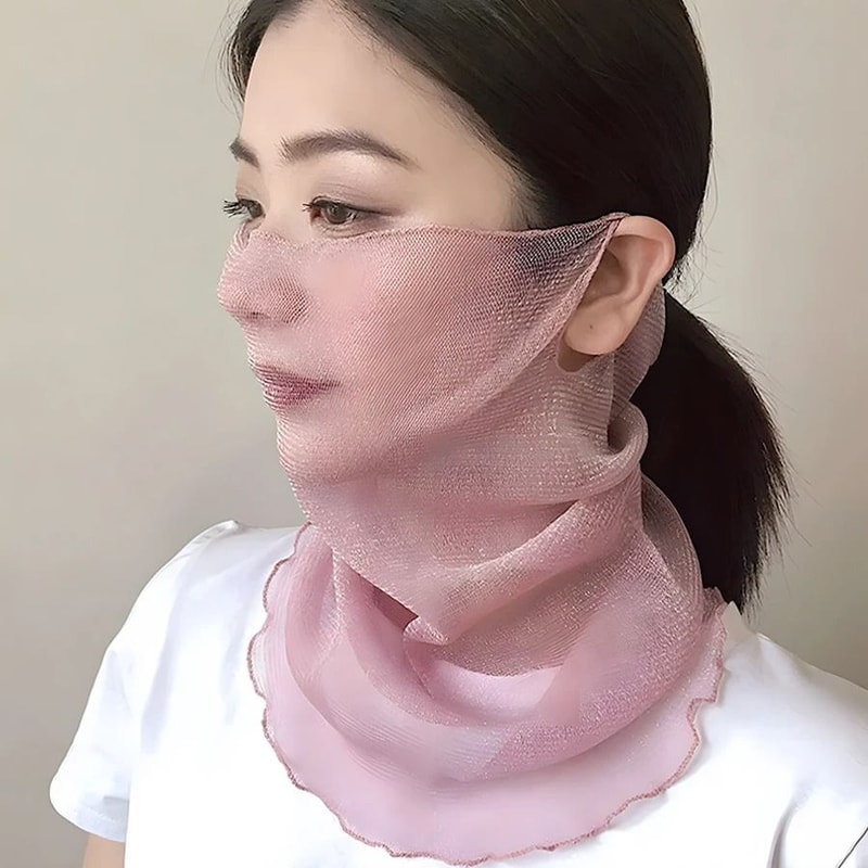 Elegant Chiffon Silk Summer Neck Scarf Sun Protection Neck Cover For Women 0