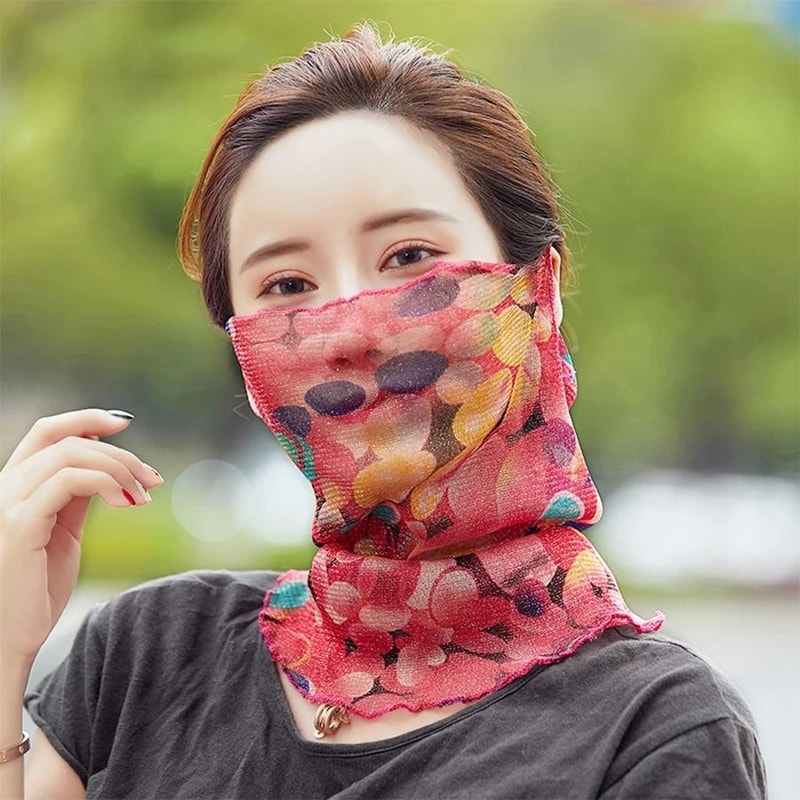 Elegant Chiffon Silk Summer Neck Scarf Sun Protection Neck Cover For Women 1