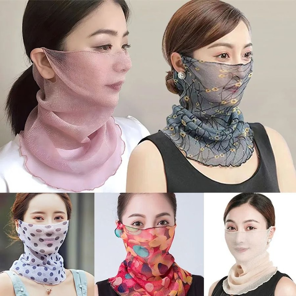 Elegant Chiffon Silk Summer Neck Scarf Sun Protection Neck Cover For Women 11
