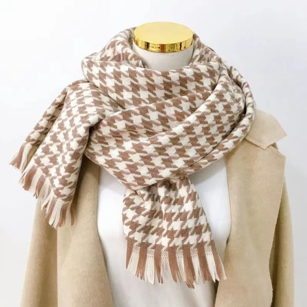 Classic Plaid Winter Scarf Cashmere Feel Chunky Warm Scarf For Men And Women 3