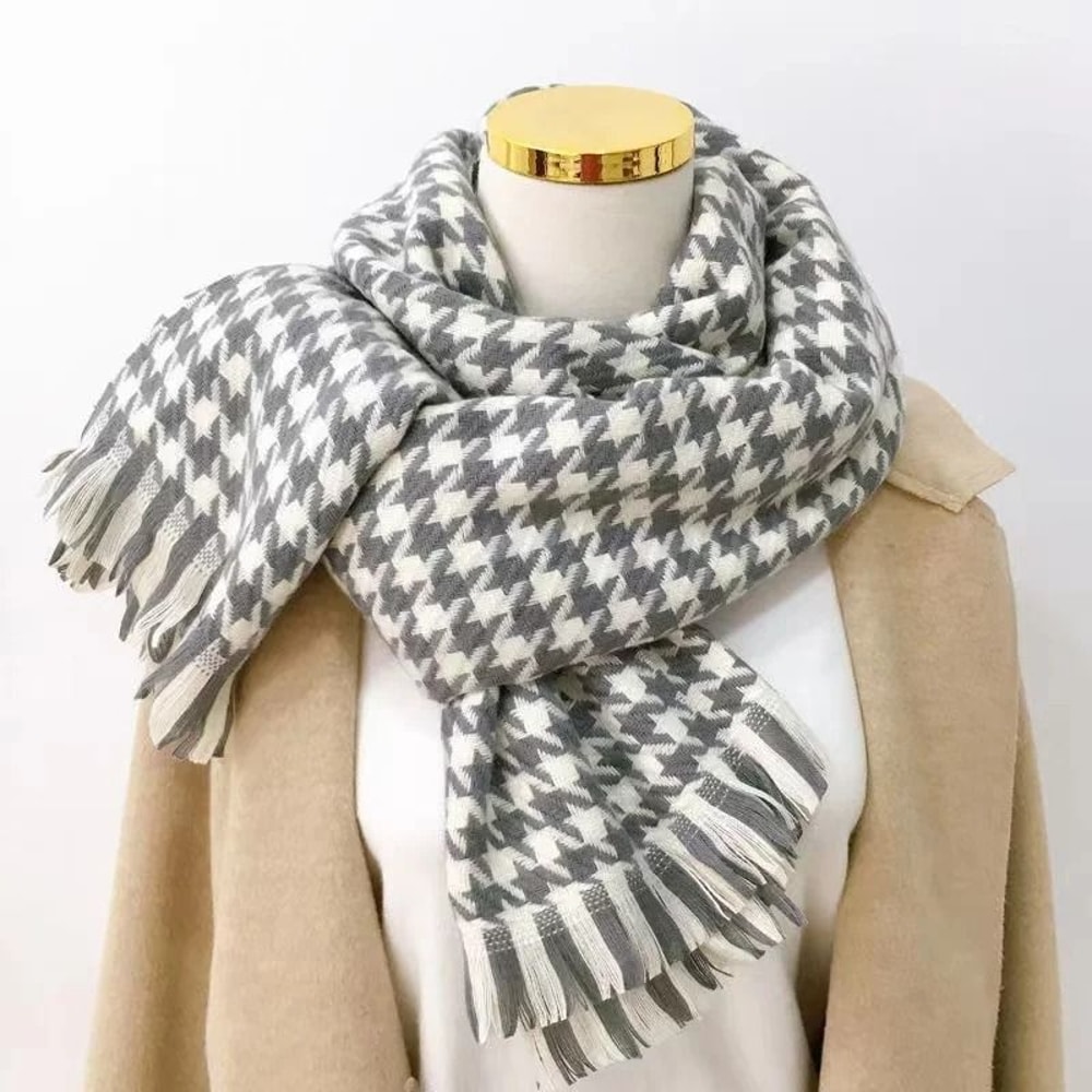 Classic Plaid Winter Scarf Cashmere Feel Chunky Warm Scarf For Men And Women 1