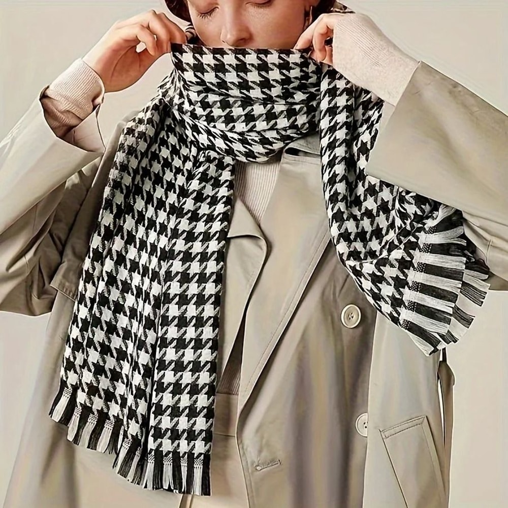 Classic Plaid Winter Scarf Cashmere Feel Chunky Warm Scarf For Men And Women 6